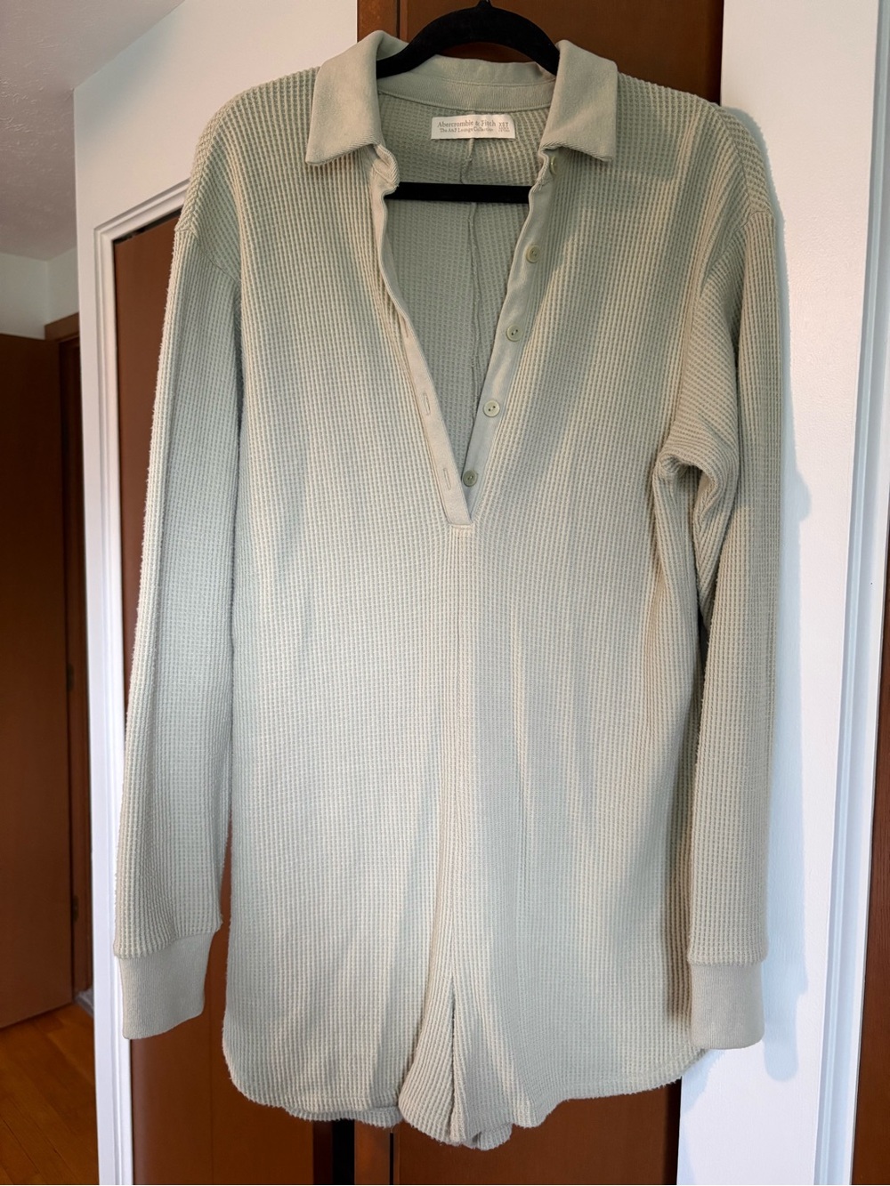 Abercrombie Soft AF Lounge Romper Light Sage Knit